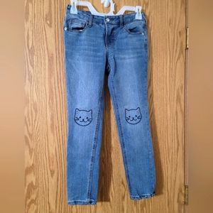 Love, fire brand Girls Skinny Jeans Size 10 Embroidered Cat Face Knees